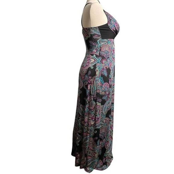 Vtg A-List by Wrapper Juniors Halter Maxi Dress M Butterfly Coachella Stagecoach - Picture 3 of 7